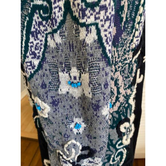 Anthropologie HWR MONOGRAM Emmia Hand Stitched‎ Embroidered Cardigan Sweater S - Picture 5 of 7